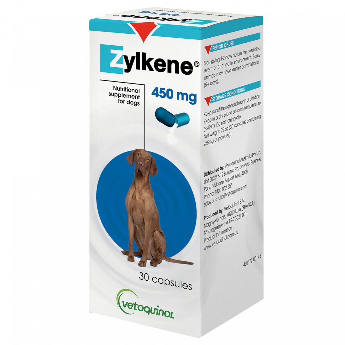 Зилкен / Zylkene 450 мг 30 антистрессовых капсул для собак и кошек